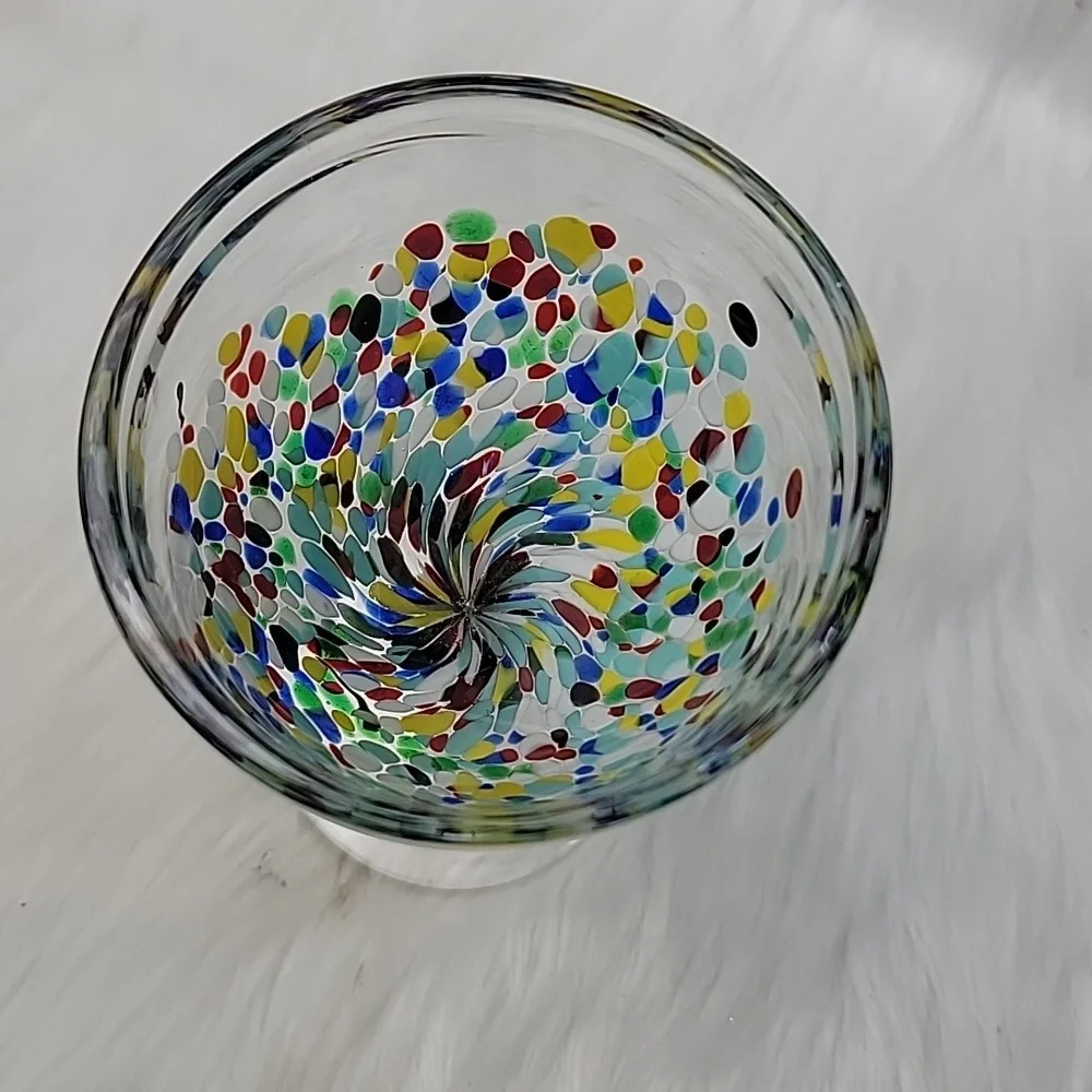 CONFETTI FESTIVAL Design Hand-Blown‎ Wine Party Celebration Glasses Set of 4